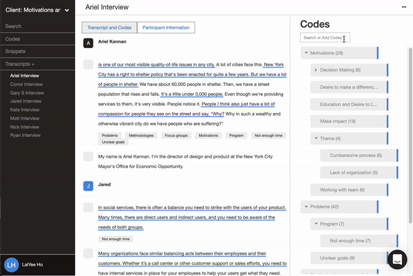 Add a memo from within the code page in Delve qualitative coding software. 
